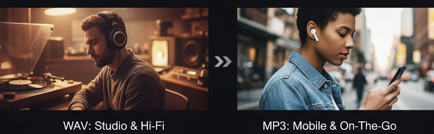 音乐发烧友使用高端耳机欣赏无损音乐